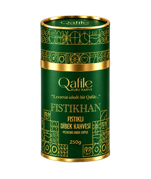 Qafile Fıstıkhan Fıstıklı Dibek Kahvesi 250g yeşil teneke kutu